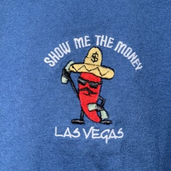 JERZEES "Show Me The Money" Las Vegas XL T-Shirt Blue Cotton/Polyester - Picture 3 of 6